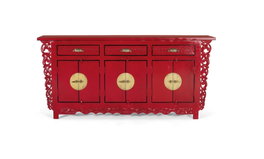 GINER Y COLOMER Buffet en bois de manguier avec 6 portes et 3 tiroirs, Rouge